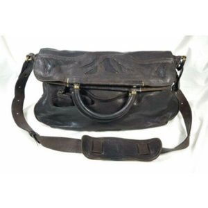 BCBGMAXAZRIA Brown Leather Foldover Messenger